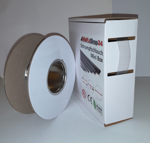 Spenderbox  12,7 > 6,4 mm    Lnge: 15 Meter - Mini Box Schrumpfschlauch transparent 2:1 ohne Kleber
