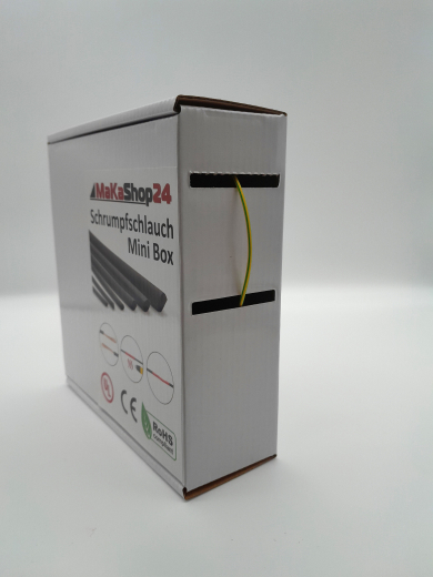 Spenderbox  1,2 > 0,6 mm    Lnge: 25 Meter - Mini Box Schrumpfschlauch schwarz 2:1 ohne Kleber