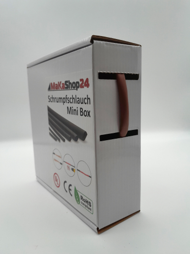 Spenderbox  6,4 > 3,2 mm    Lnge: 15 Meter - Mini Box Schrumpfschlauch braun 2:1 ohne Kleber