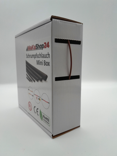 Spenderbox  1,6 > 0,8 mm    Lnge: 25 Meter - Mini Box Schrumpfschlauch braun 2:1 ohne Kleber