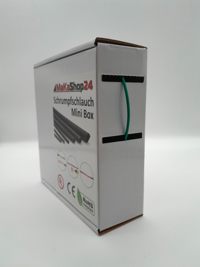 Spenderbox  1,6 > 0,8 mm    Lnge: 25 Meter - Mini Box Schrumpfschlauch grn 2:1 ohne Kleber