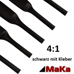 2 Meter Schrumpfschlauch schwarz 4:1 mit Kleber   40,0 mm
