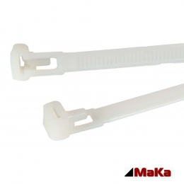 200 Stck = 2 Pckchen - Kabelbinder Lsbar 200 x 7,6 mm  - Industriequalitt - wei