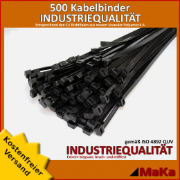 500 Stck = 5 VPE -Kabelbinder - 710 x 9,0 mm INDUSTRIEQUALITT schwarz