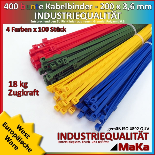 Kabelbinder braun grün  100 x  2,5  bis  360 x 4,8 mm Industriequalität EU Ware 