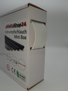 Spenderbox  25,4 > 8,5 mm    Lnge: 7 Meter - Mini Box Schrumpfschlauch wei 3:1 mit Kleber